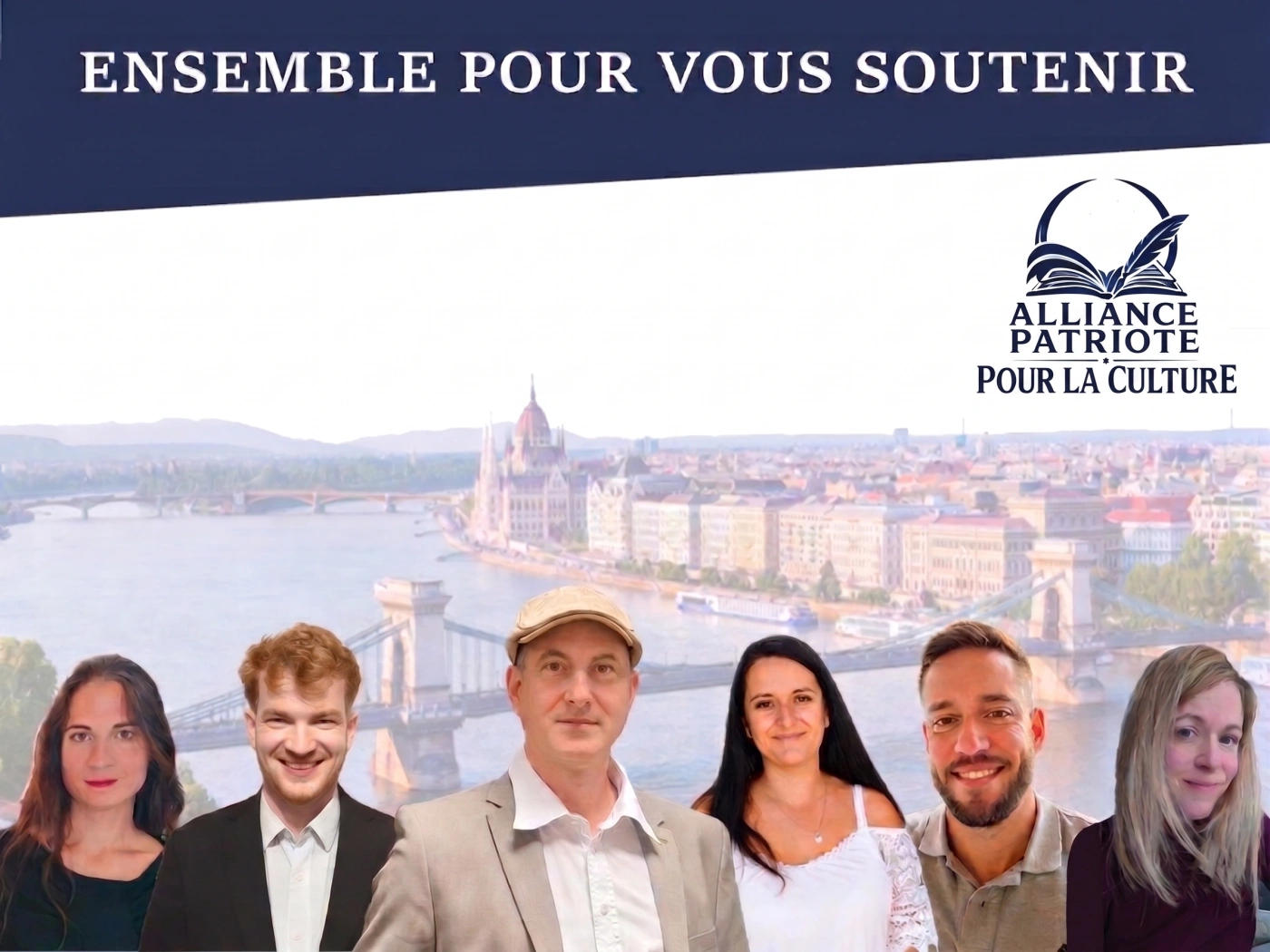 L'équipe de l'Alliance Patriote pour la Culture devant le Parlement de Budapest